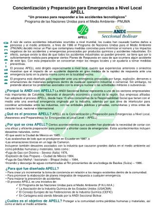 Concientización y Preparación para Emergencias a Nivel Local APELL