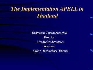 The Implementation APELL in Thailand
