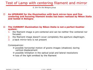 Test of Lamp with centering filament and mirror