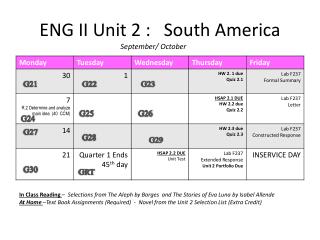 ENG II Unit 2 : South America