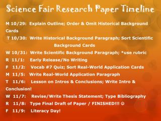 Science Fair Research Paper Timeline