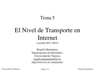 Tema 5 El Nivel de Transporte en Internet (versión 2011-2012)