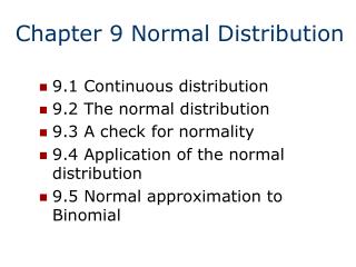 Chapter 9 Normal Distribution