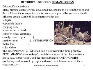 HISTORICAL GEOLOGY HUMAN ORIGINS