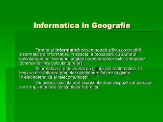 Informatica in Geografie