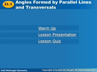 Angles Formed by Parallel Lines and Transversals