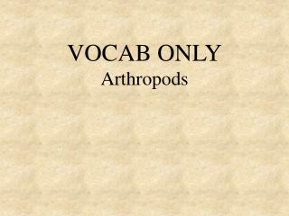 VOCAB ONLY Arthropods