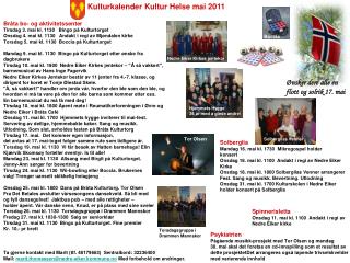 Kulturkalender Kultur Helse mai 2011
