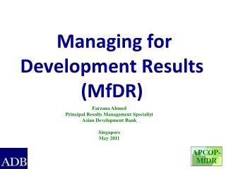 Managing for Development Results (MfDR)