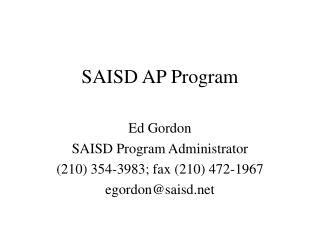 SAISD AP Program