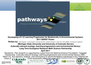 Developing a K-12 Learning Progression for Biodiversity in Environmental Systems 2011 NARST Poster