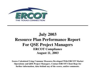 Resource Plan Performance Report: Resource Status