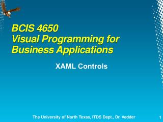 BCIS 4650 Visual Programming for Business Applications