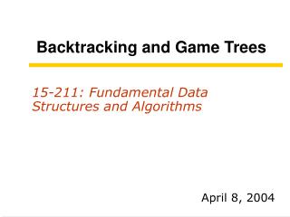 Backtracking and Game Trees