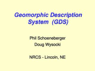 Geomorphic Description System (GDS)
