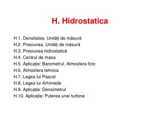 H. Hidrostatica