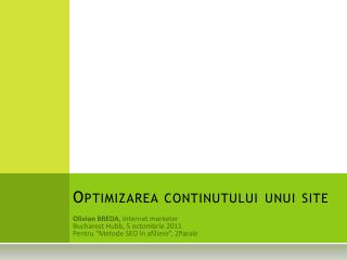 Optimizarea continutului unui site