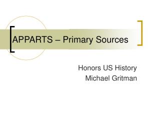 APPARTS – Primary Sources