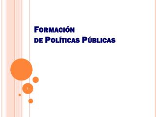 Formación de Políticas Públicas