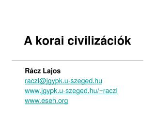 A korai civilizációk