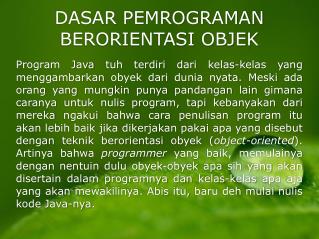 DASAR PEMROGRAMAN BERORIENTASI OBJEK
