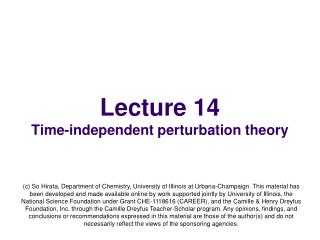 Lecture 14 Time-independent perturbation theory