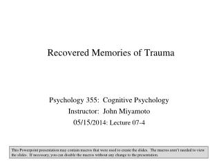 Recovered Memories of Trauma