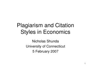 Plagiarism and Citation Styles in Economics