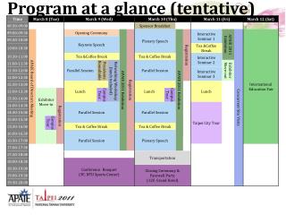 P rogram at a glance (tentative)