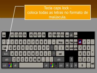 Tecla caps lock - coloca todas as letras no formato de maiúscula.