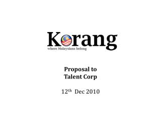 Proposal to Talent Corp 12 th Dec 2010