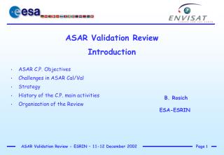 ASAR Validation Review Introduction