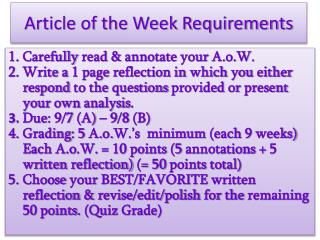 Article of the Week Requirements