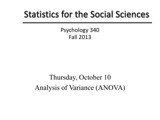 Statistics for the Social Sciences