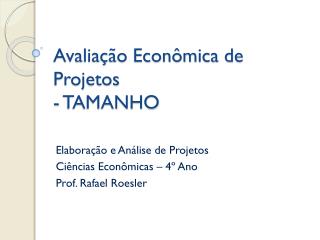 Avaliação Econômica de Projetos - TAMANHO