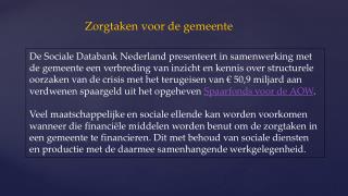 Zorgtaken voor de gemeente