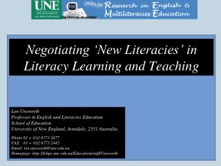 Negotiating ‘New Literacies’ in Literacy Learning and Teaching