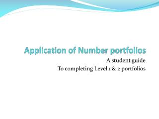 Application of Number portfolios