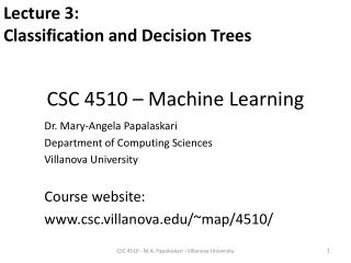 CSC 4510 – Machine Learning