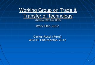 Working Group on Trade &amp; Transfer of Technology (Geneva, 28th June 2012)