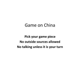 Game on China