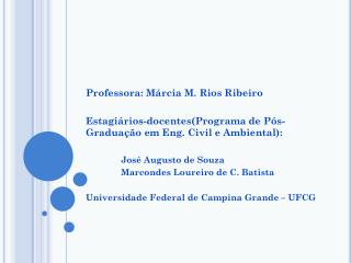Professora: Márcia M. Rios Ribeiro