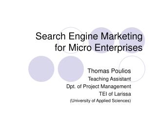 Search Engine Marketing for Micro Enterprises