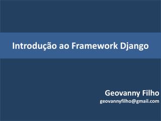 Introdução ao Framework Django