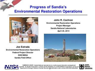 Progress of Sandia’s Environmental Restoration Operations