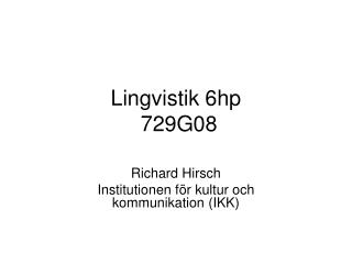 Lingvistik 6hp 729G08