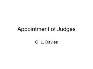 Appointment of Judges