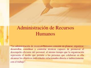 Administración de Recursos Humanos