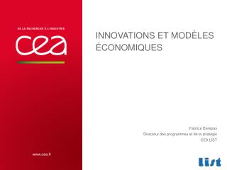 Innovations et modèles économiques