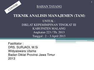 BAHAN TAYANG TEKNIK ANALISIS MANAJEMEN (TAM)